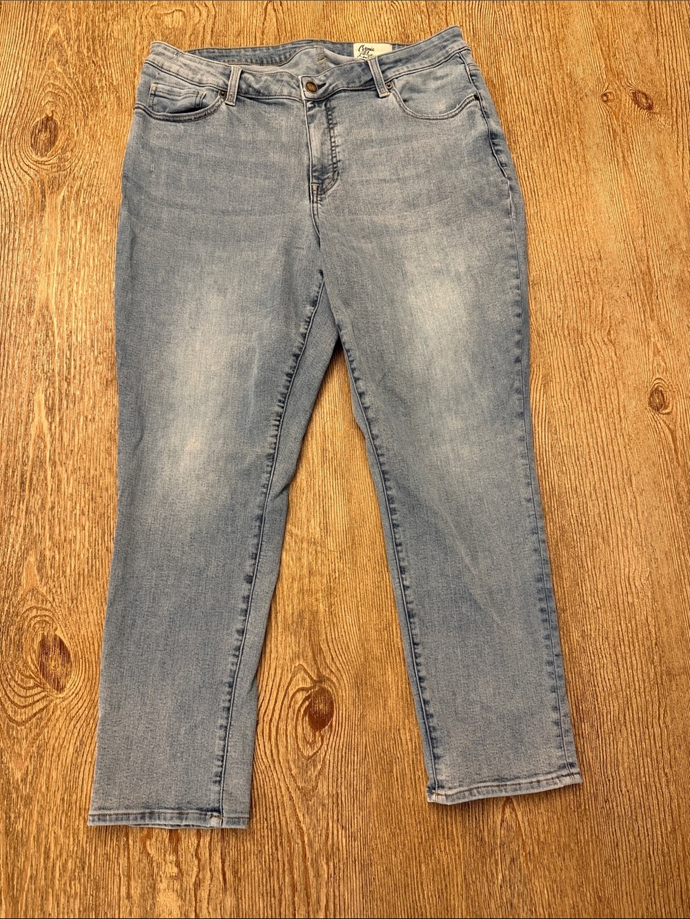 Light Wash Slim Straight Jeans - Light Blue size 16W